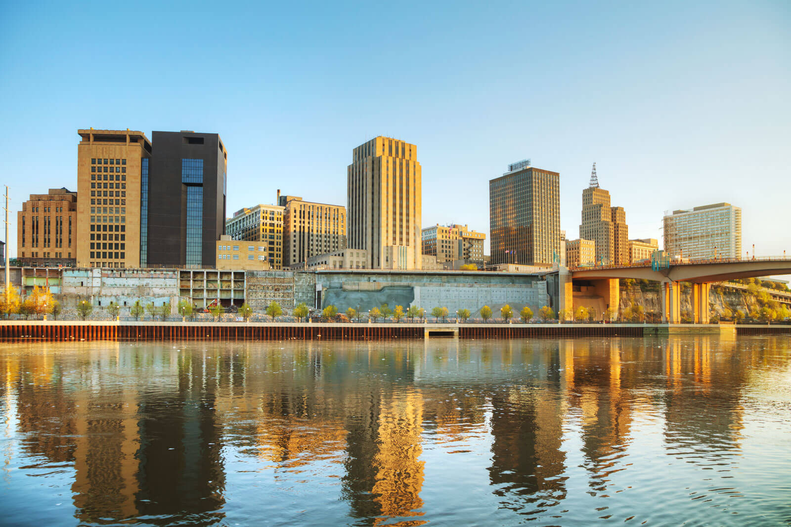 Lakeside view of city in Minnesota