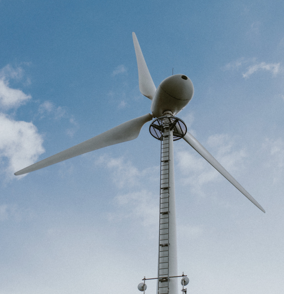 below view of a wind turbine