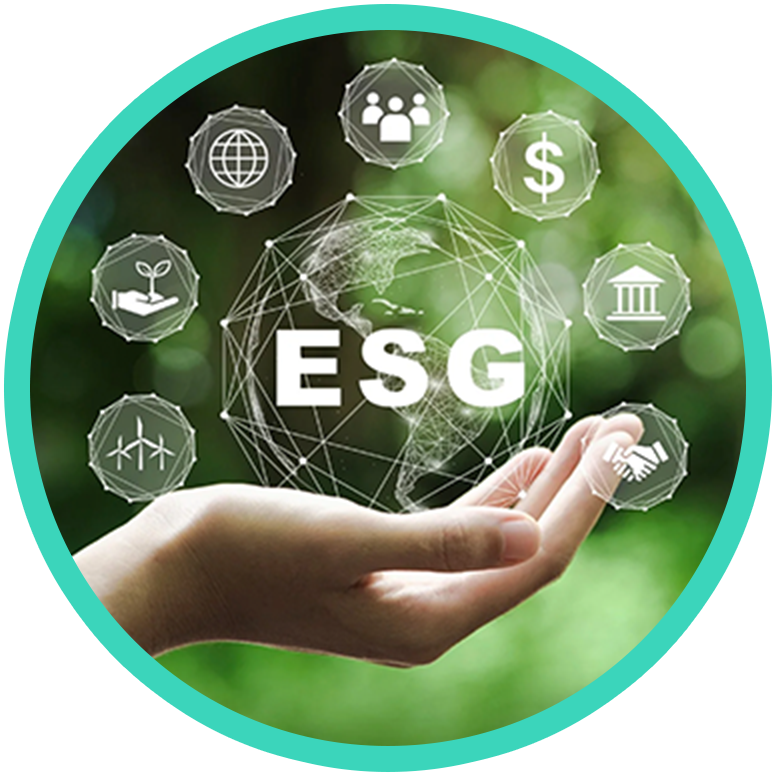 hand with a ESG text in a global design